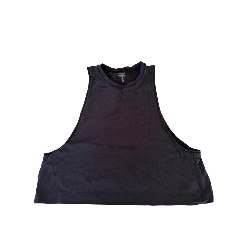 Athleta Renew Muscle Crop Tank Black Seamless Workout Top XS 530547